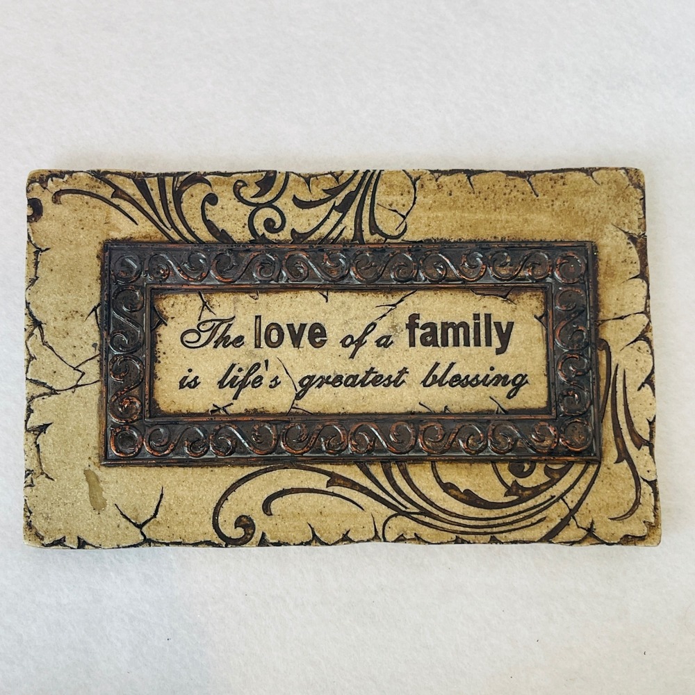 Family Blessing Wall Plaque Rustic Stone Look Resin Sign Decor 9.5x6 Inch